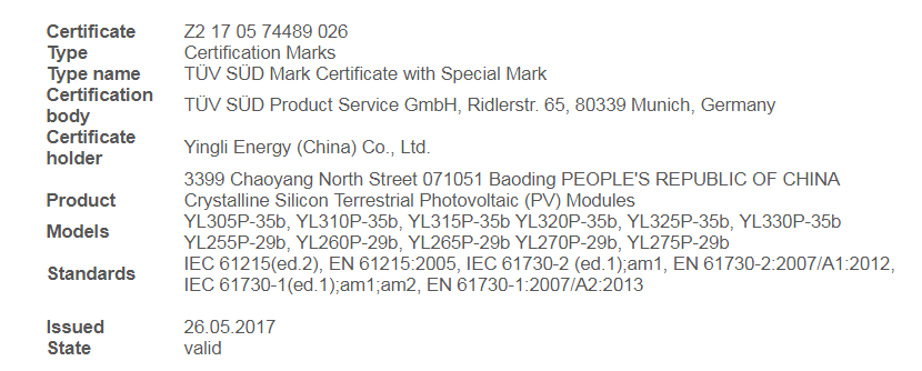 Yingli Green Energy Yge 60 Cell Series 2 270 295 Solar Panel Datasheet Enf Panel Directory