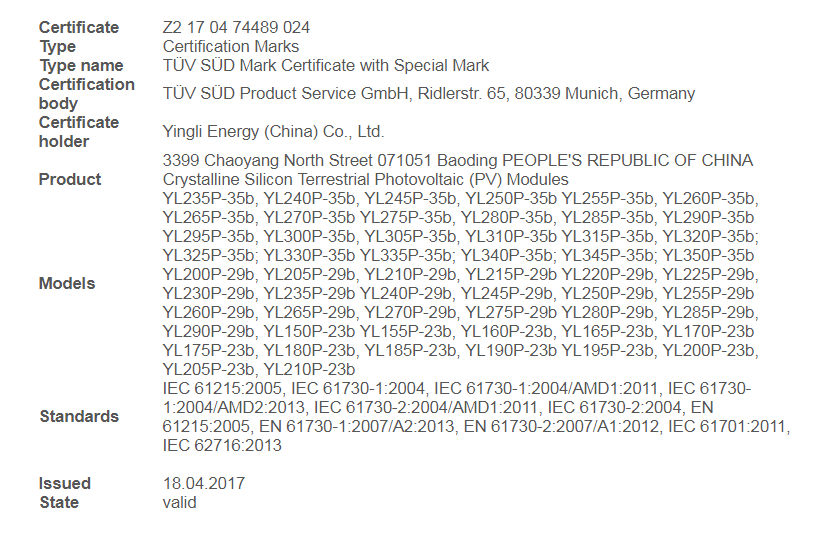 Yingli Green Energy Yge 60 Cell Series 2 270 295 Solar Panel Datasheet Enf Panel Directory